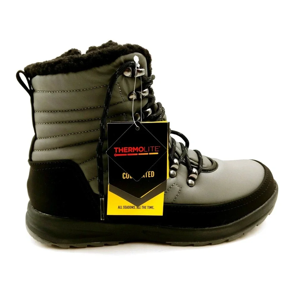 Khombus Shoes Mens Hiking Boots Alegra‎ Leather Memory Foam Lightweight Grey 7